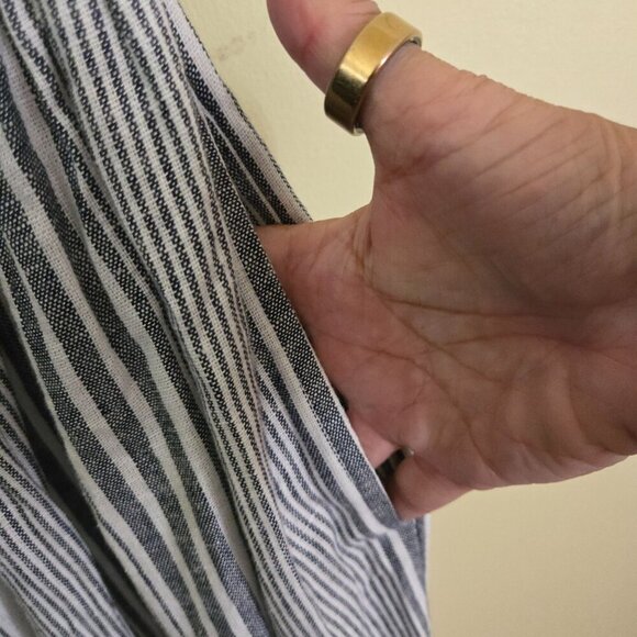 J.Crew Chambray Coverup Dress In Stripe Halter Pockets Adjustable Straps Size M - Picture 6 of 10